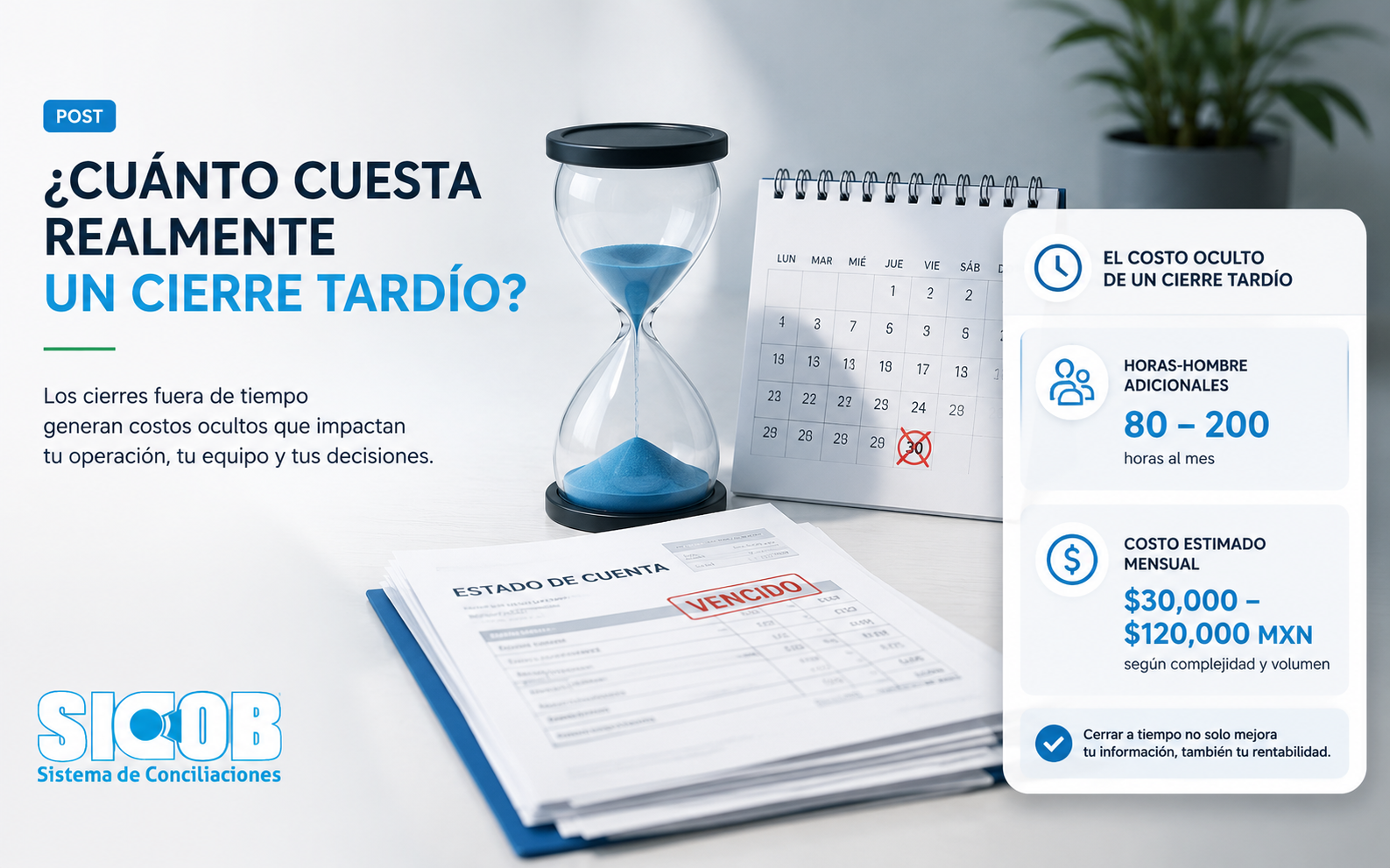 Representación del costo financiero del cierre contable tardío para empresas